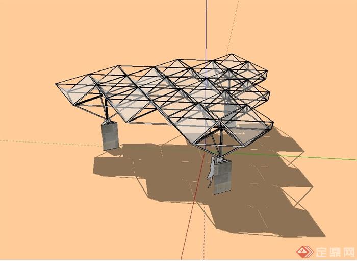 现代风格玻璃廊亭设计su模型[原创]