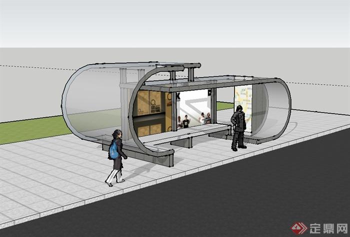 26个不同的公交车站亭设计su模型原创