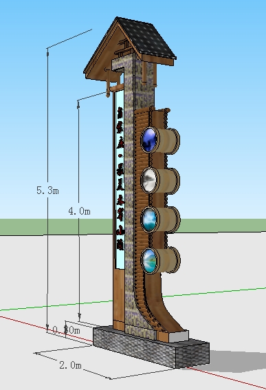 农村入口标识牌su精致设计模型[原创]