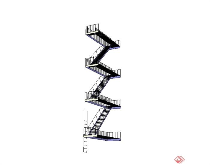 四层建筑楼梯设计su模型[原创]