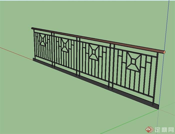 现代风格详细的铁围栏杆设计su模型[原创]