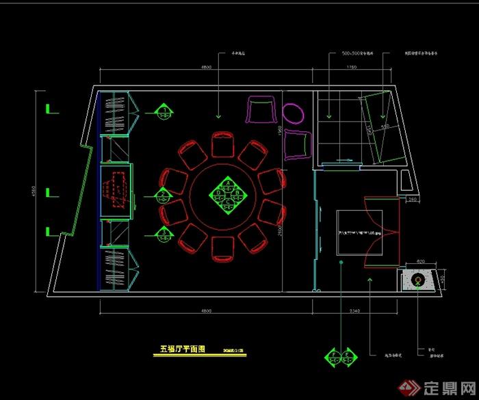 某现代风格详细的星级酒店餐厅包厢设计cad施工图[原创]