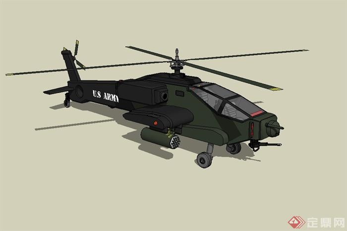 战斗直升飞机详细设计su模型[原创]