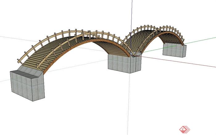 现代风格详细完整的拱桥园桥设计su模型[原创]