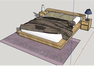 日式风格榻榻米式床SU(草图大师)模型