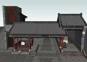 古典中式衙门大门设计SU(草图大师)模型
