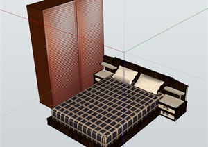中式床和衣柜组合设计SU(草图大师)模型