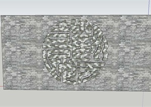 园林景观节点砖砌景墙设计SU(草图大师)模型
