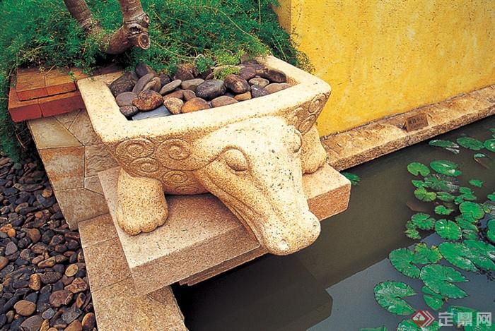 雕塑,花池,水池,水景