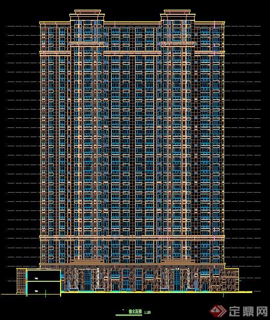 二十八层带店铺住宅楼(两单元一梯三户)建筑施工设计图(7)