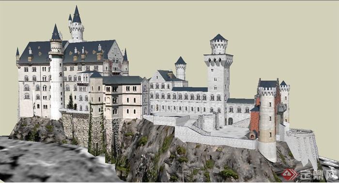 欧式风格灰姑娘城堡建筑设计su模型(1)