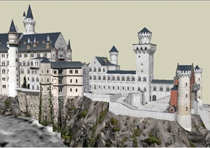 欧式风格灰姑娘城堡建筑设计SU(草图大师)模型