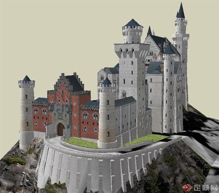欧式风格灰姑娘城堡建筑设计su模型(2)