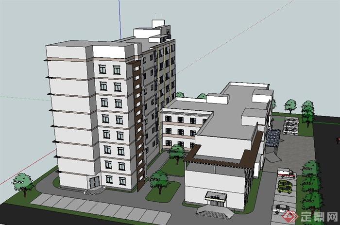 某地人民医院建筑设计SU模型、CAD图、方案(3)