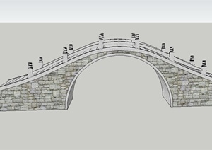 园林景观节点石拱桥设计SU(草图大师)模型