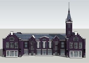 某两层荷兰风格会所建筑设计SU(草图大师)模型