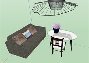 现代吊灯、沙发、休闲椅组合设计SU(草图大师)模型