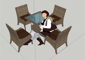 庭院休闲桌椅设计SU(草图大师)模型