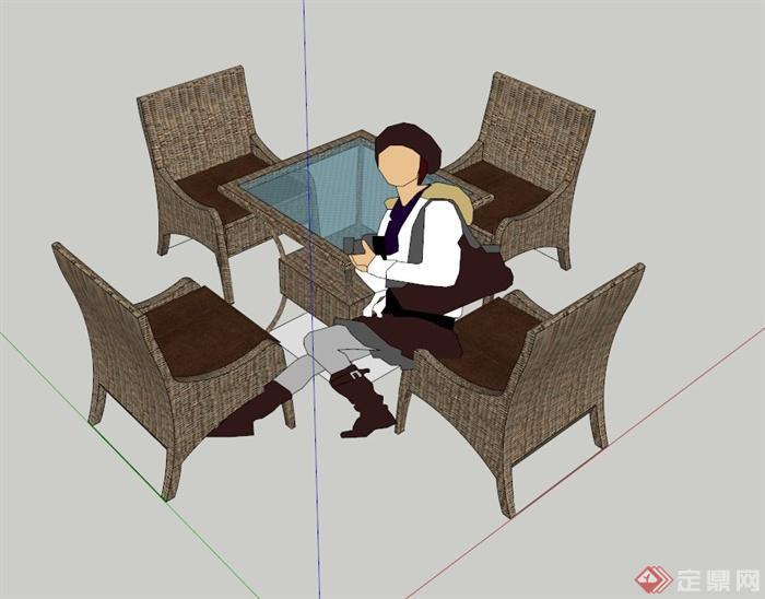 庭院休闲桌椅设计SU模型(1)