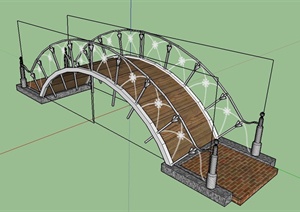 园林景观木质拱桥设计SU(草图大师)模型