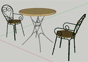 现代风格铁艺桌椅组合SU(草图大师)模型