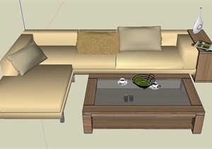现代某住宅空间沙发组合设计SU(草图大师)模型
