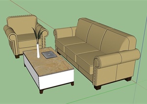 现代某住宅空间沙发茶几组合设计SU(草图大师)模型