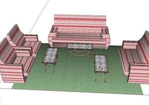 某住宅空间简易沙发套装设计SU(草图大师)模型