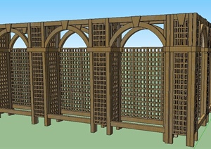 某直角木制花园围墙设计SU(草图大师)模型