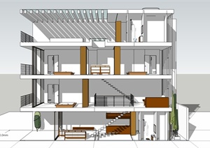 现代中式住宅楼室内设计SU(草图大师)模型
