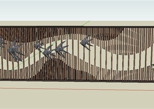 园林景观节点木景墙设计SU(草图大师)模型