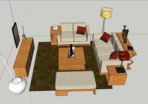 某混合式客厅沙发组合设计SU(草图大师)模型