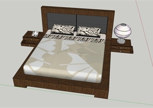 现代木质床设计SU(草图大师)模型