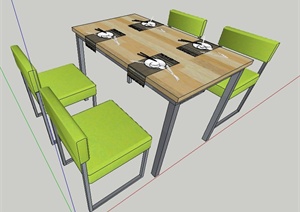 现代简约餐桌椅组合SU(草图大师)模型