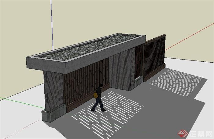 某建筑入口中式大门设计SU模型(3)