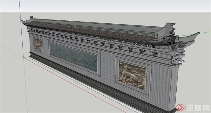 古典中式节点景墙设计SU模型(2)