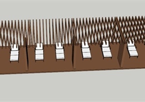 现代简洁木质廊架设计SU(草图大师)模型