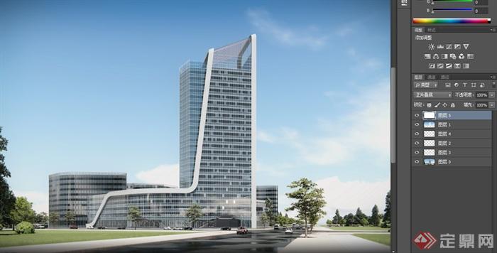 现代某高层综合酒店建筑设计PSD效果图(5)