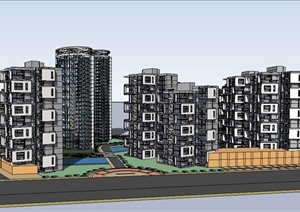 现代高层居住区建筑设计SU(草图大师)模型
