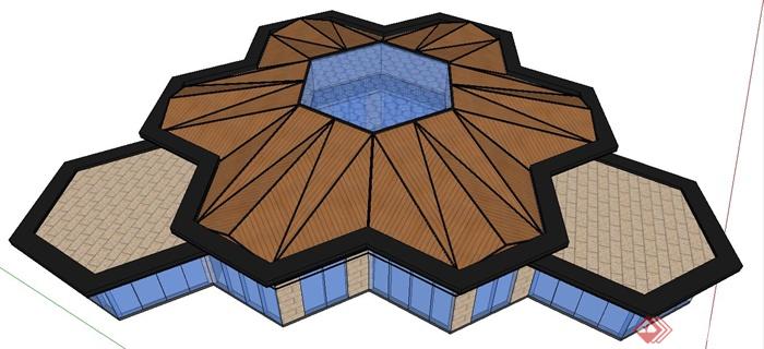 现代风格蜂巢状单层建筑设计su模型(3)