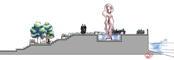 雕塑水景,景观水池,台阶