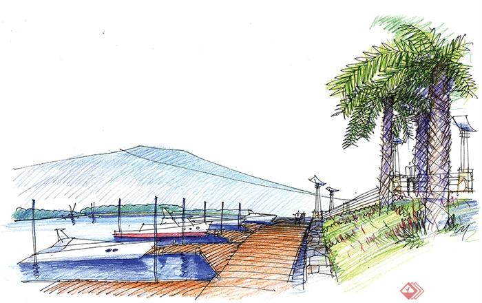 滨水景观,木平台,码头