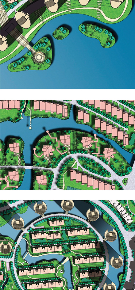住宅景观规划,滨水景观,住宅建筑,植被