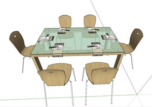 现代简约风格餐桌椅设计SU(草图大师)模型