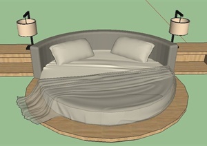 日式风格榻榻米式圆床设计SU(草图大师)模型
