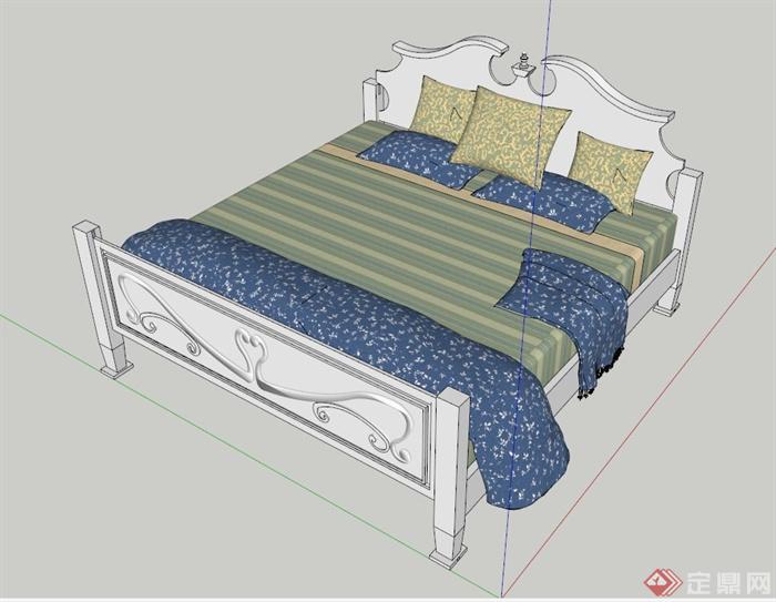 简欧式床设计SU模型(1)