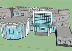 学校行政办公楼建筑设计SU(草图大师)模型