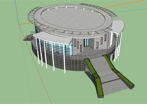 学校图书馆建筑设计SU(草图大师)模型