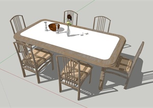 现代特色餐桌椅设计SU(草图大师)模型