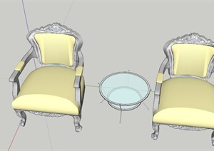 欧式休闲桌椅设计SU(草图大师)模型
